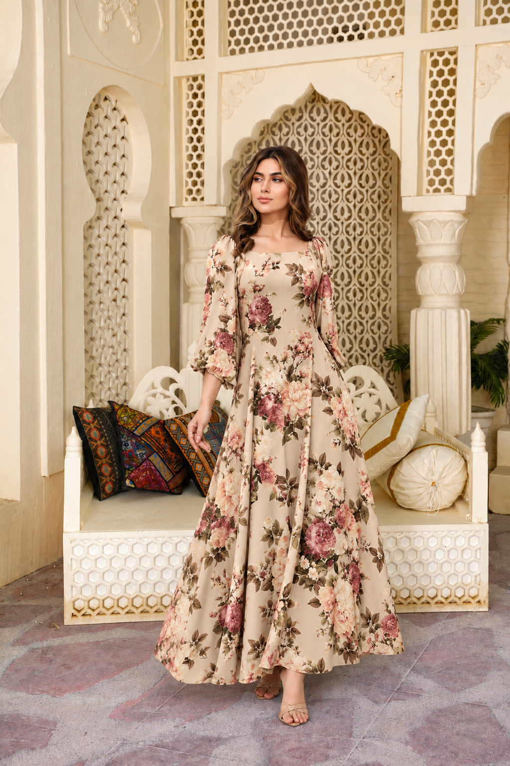 Nika: Floral Maxi Dress - 520