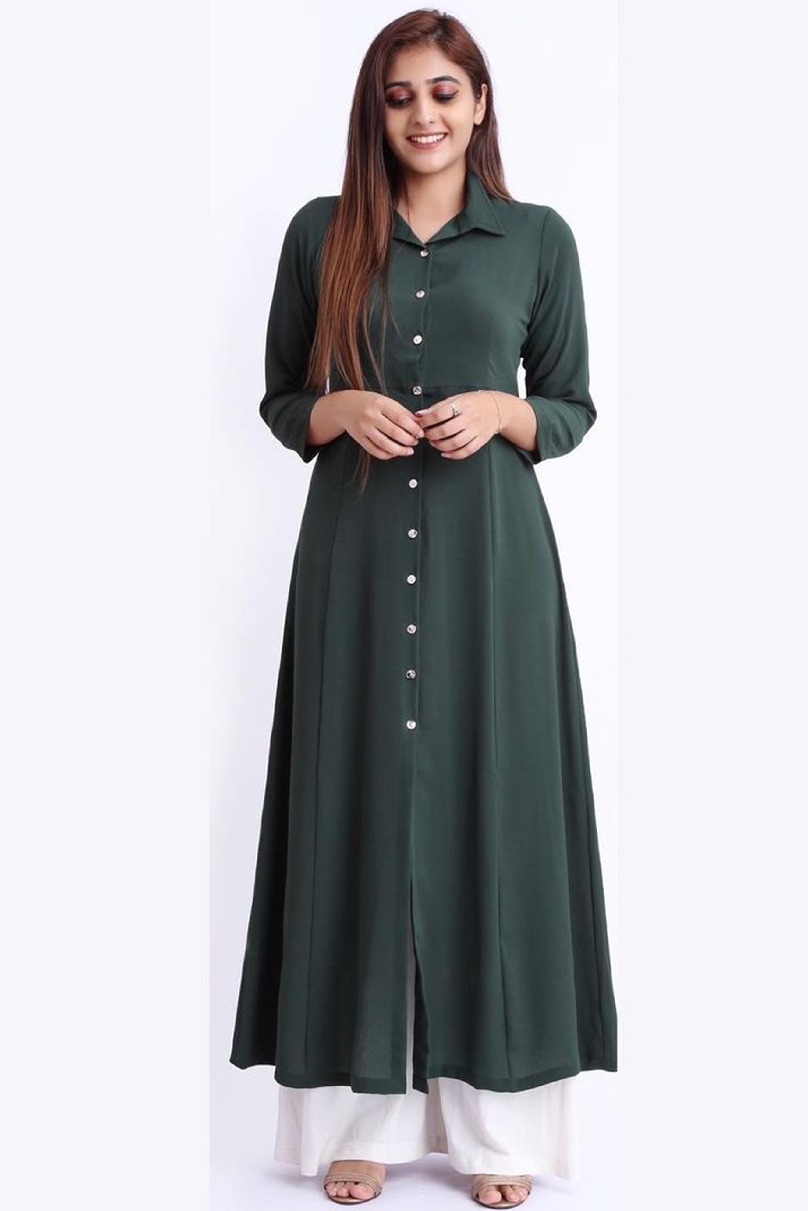 Navy Blue Button Maxi Long Sleeves 2PC - 301