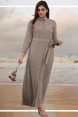 Beige And Black Long Maxi With Belt - 309