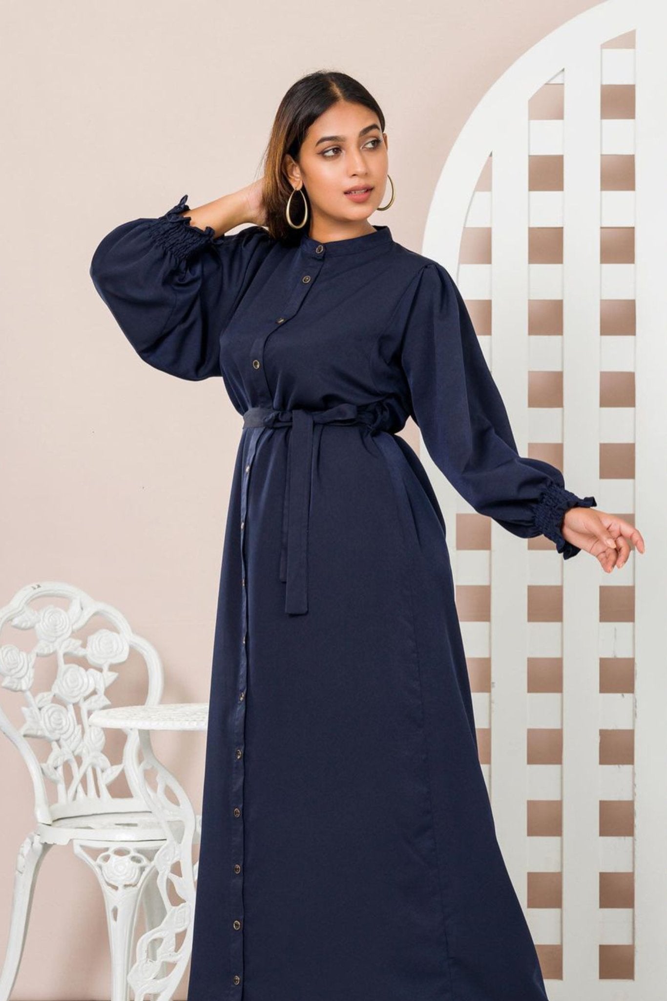 Blue Long Maxi With Belt - 321