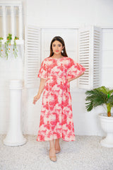 Waryl Reddish Pink Floral Maxi - 339