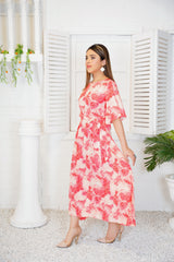 Waryl Reddish Pink Floral Maxi - 339