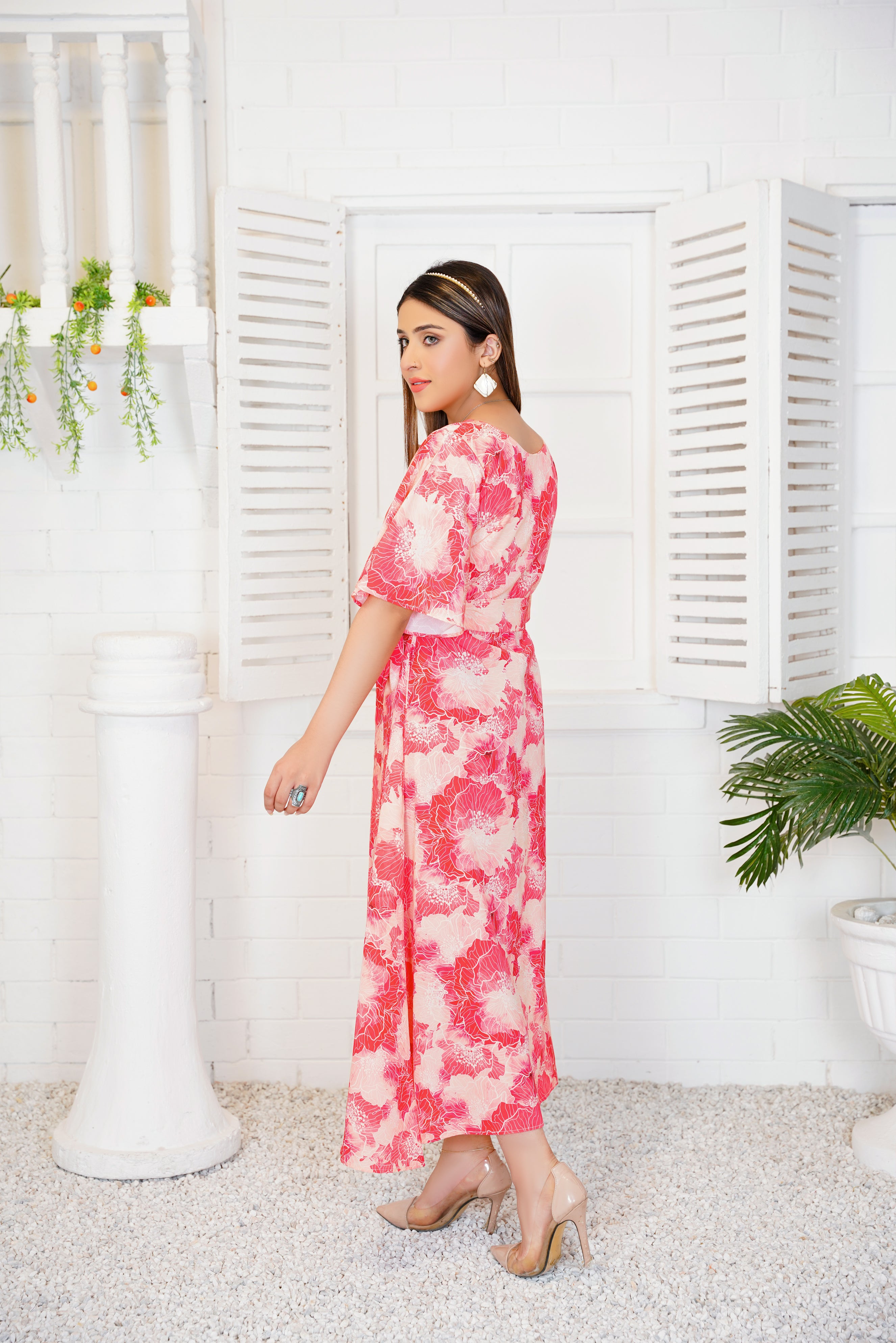 Waryl Reddish Pink Floral Maxi - 339