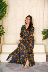 Cecilia Black Amber Abstract Maxi - 354