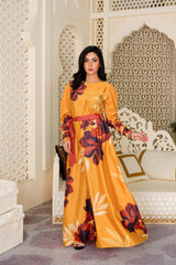 Divine: Mustard With A Touch Of Red Floral Maxi - 372