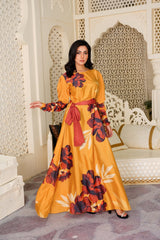 Divine: Mustard With A Touch Of Red Floral Maxi - 372