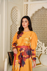 Divine: Mustard With A Touch Of Red Floral Maxi - 372