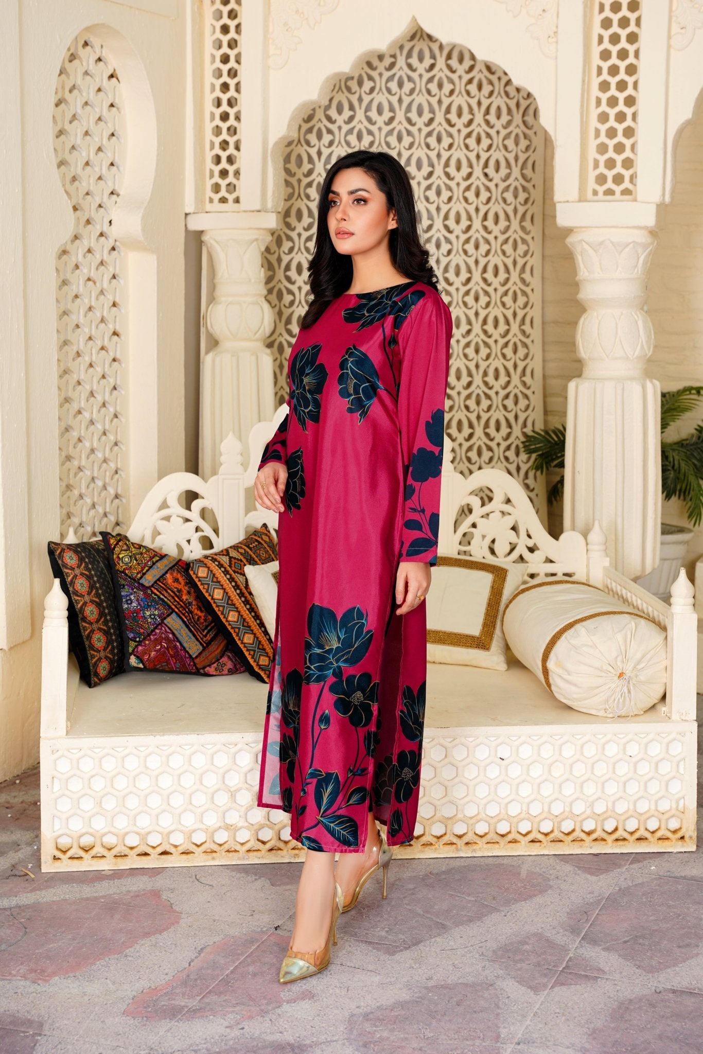 Plazo Shirt Dress Elegant Red Long Shirt With Plazo – Stylish