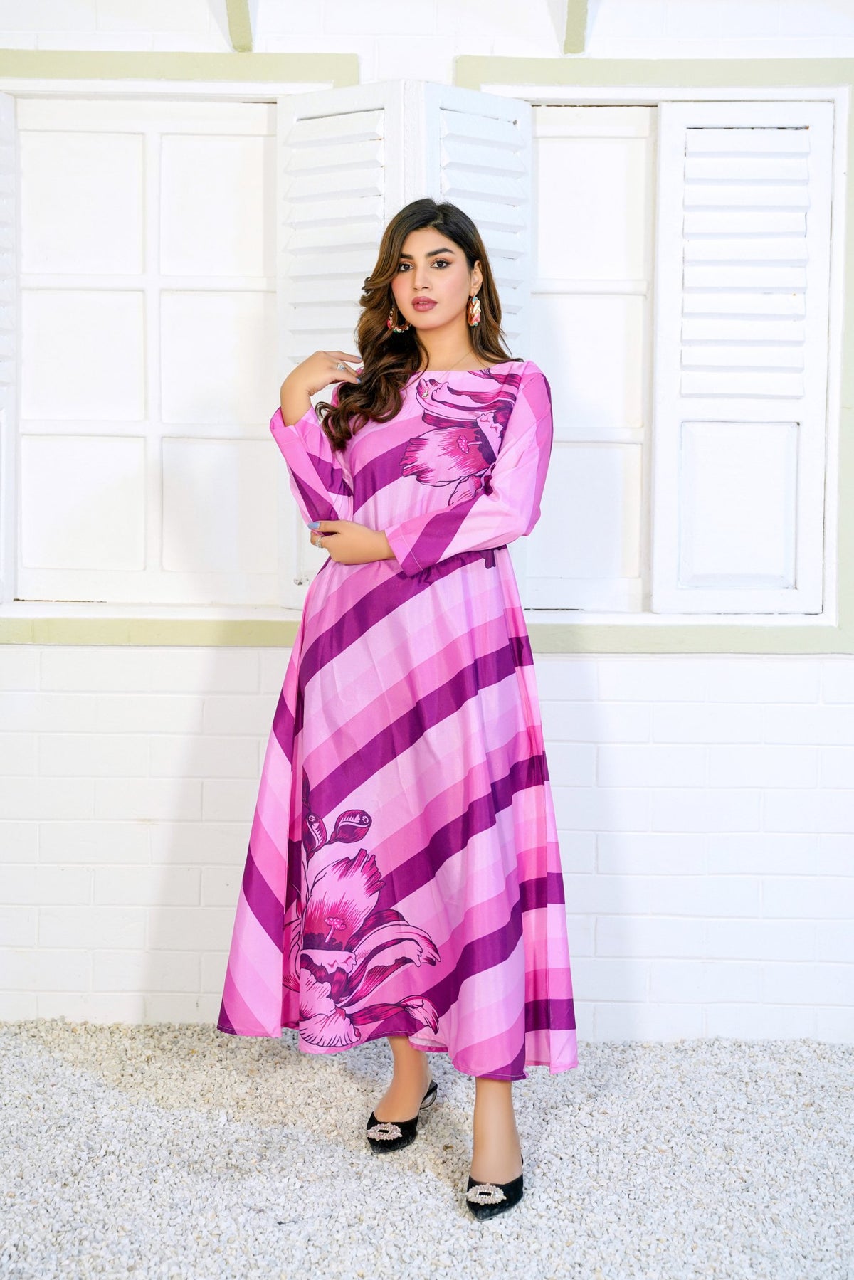 Celeste: Magenta Pink Stripe Long Maxi - 382