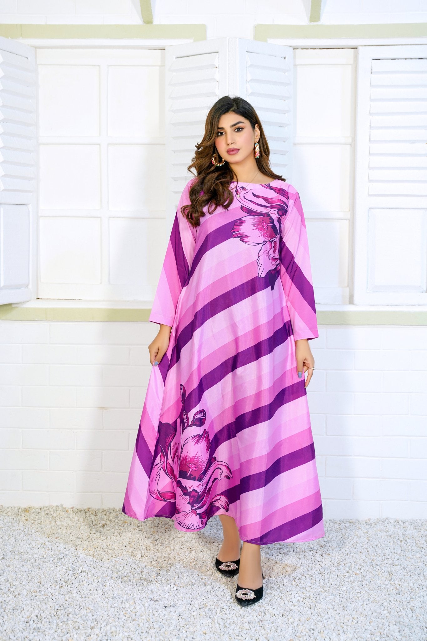 Celeste: Magenta Pink Stripe Long Maxi - 382