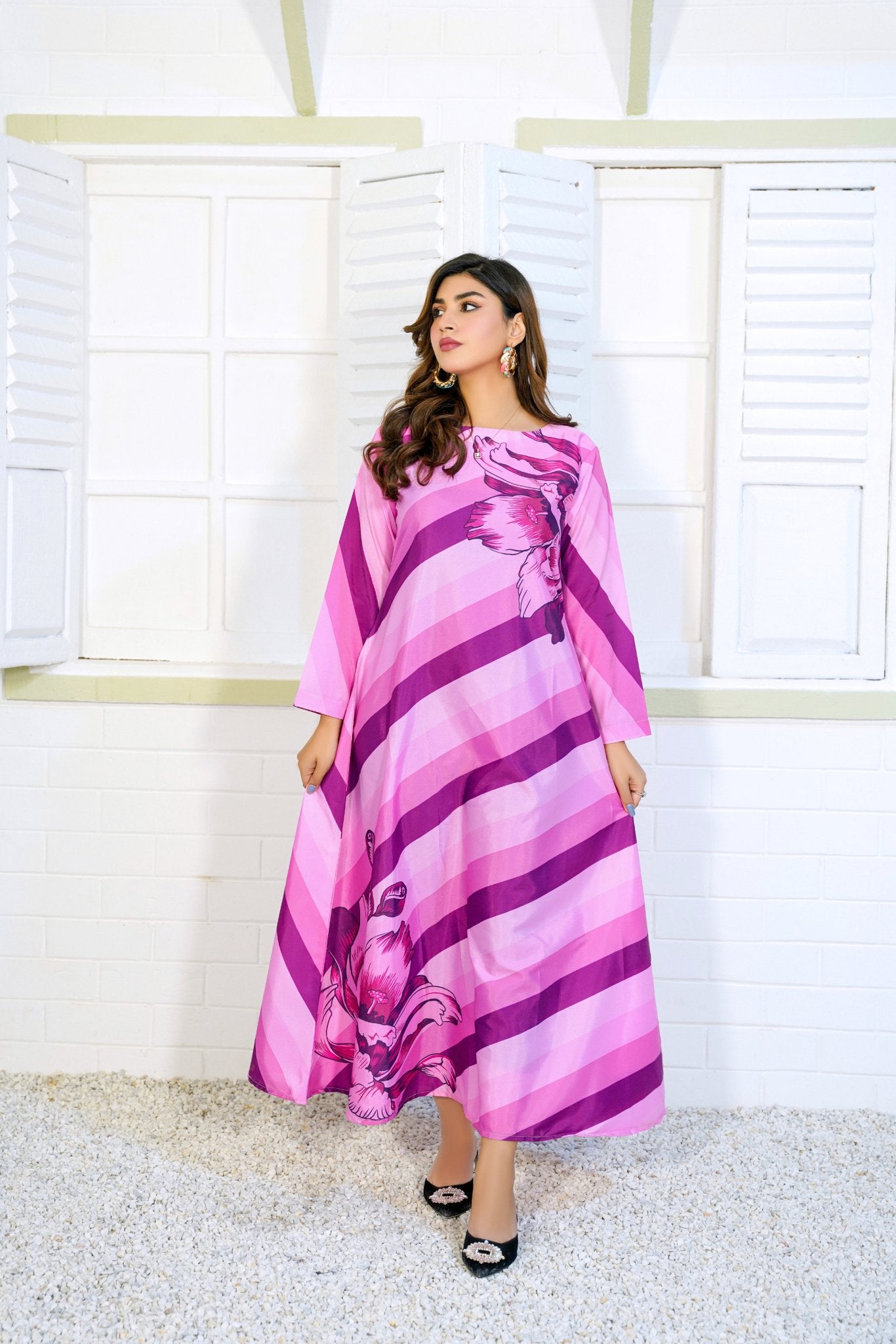 Celeste: Magenta Pink Stripe Long Maxi - 382