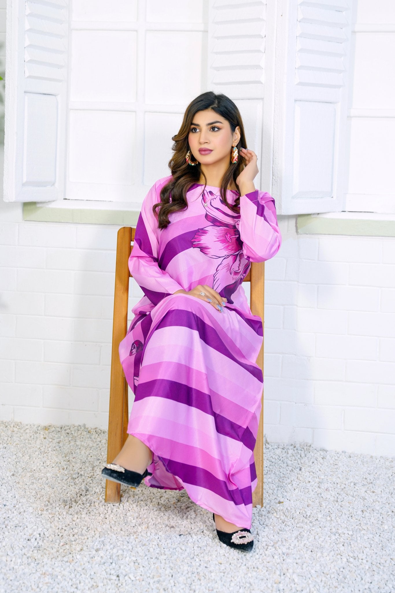 Celeste: Magenta Pink Stripe Long Maxi - 382