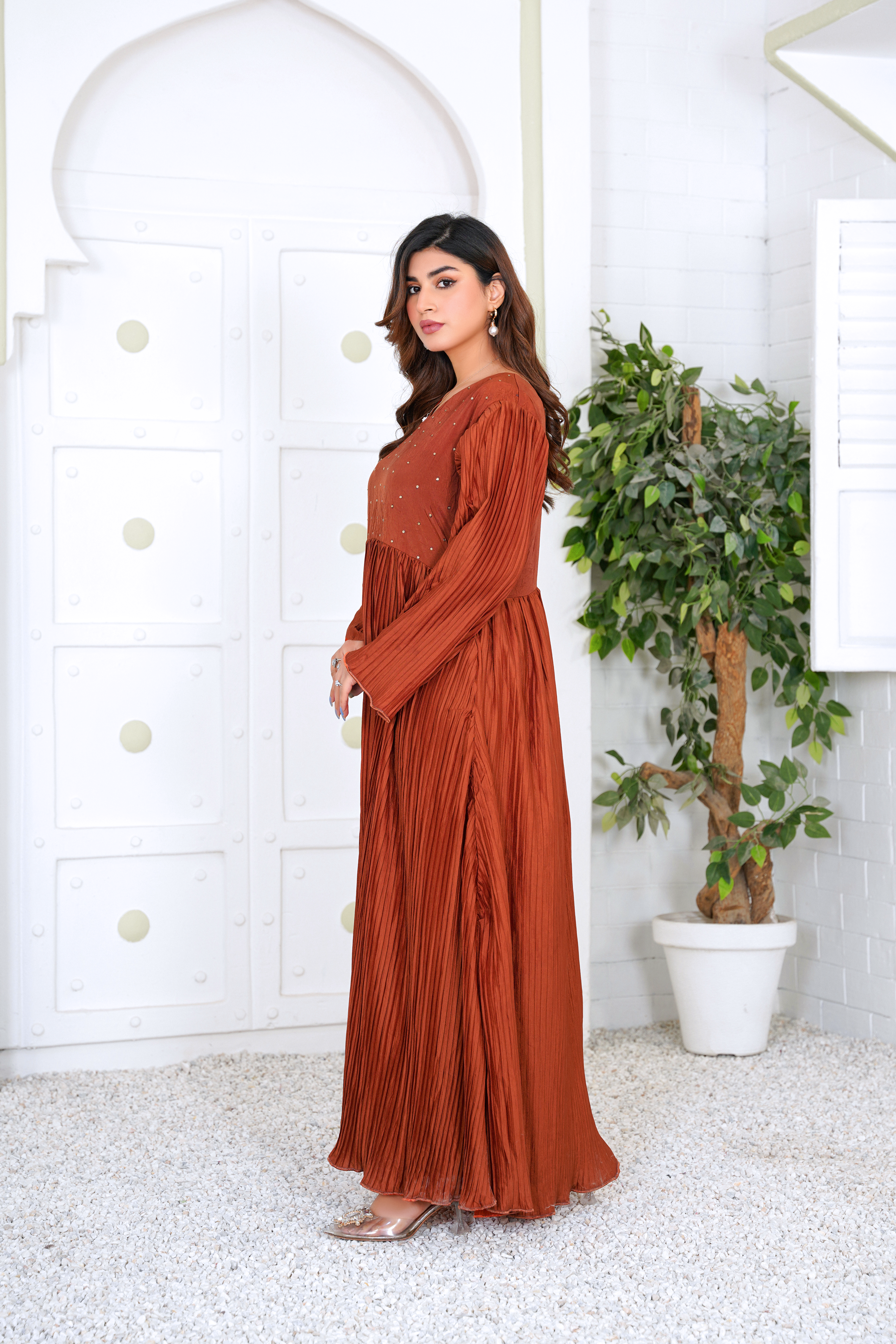 Neve: Rust Plated Maxi With A Touch Of Handwork - 386