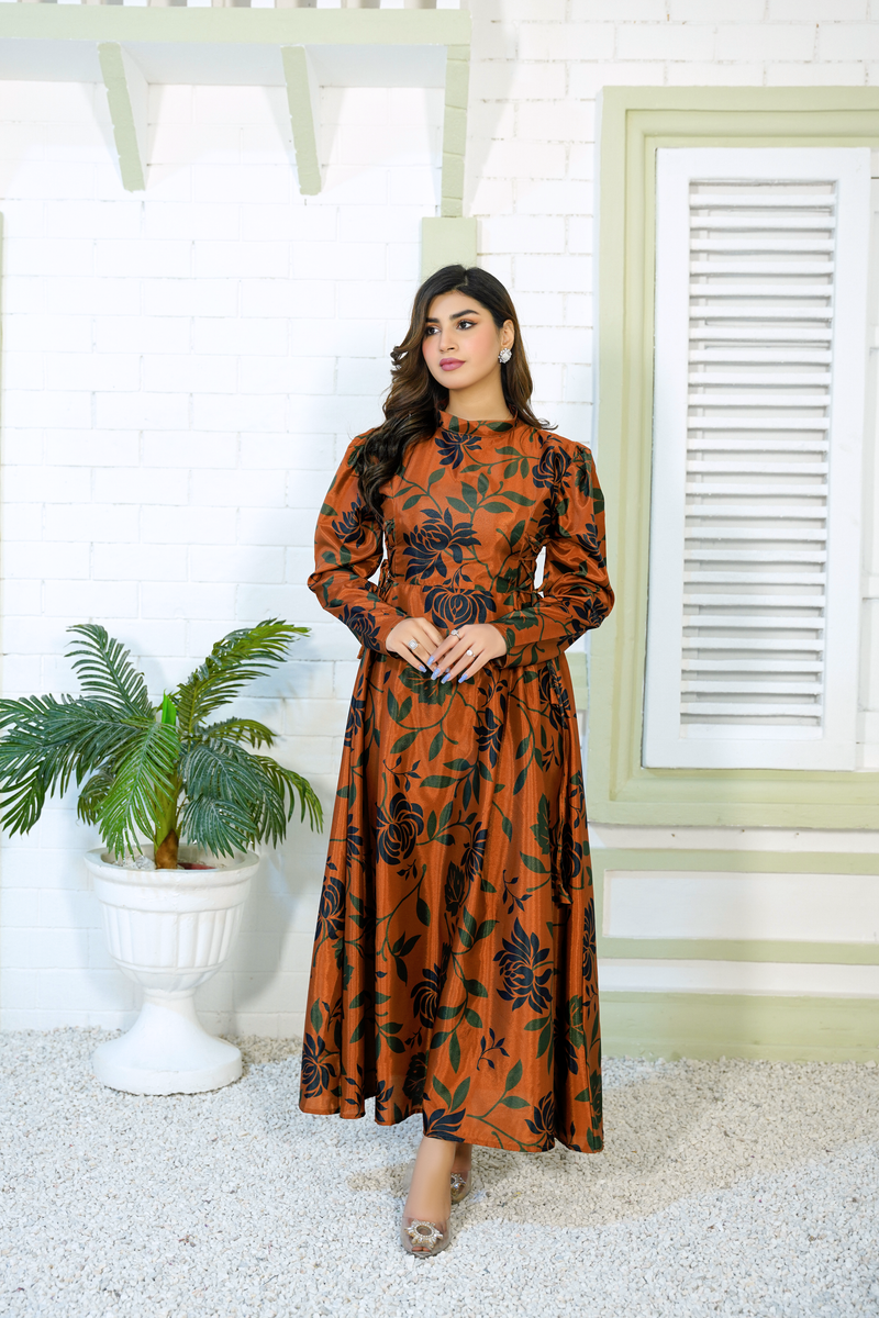 Buy Petra: Rust Floral Maxi For Women - 390 – Athenapparels