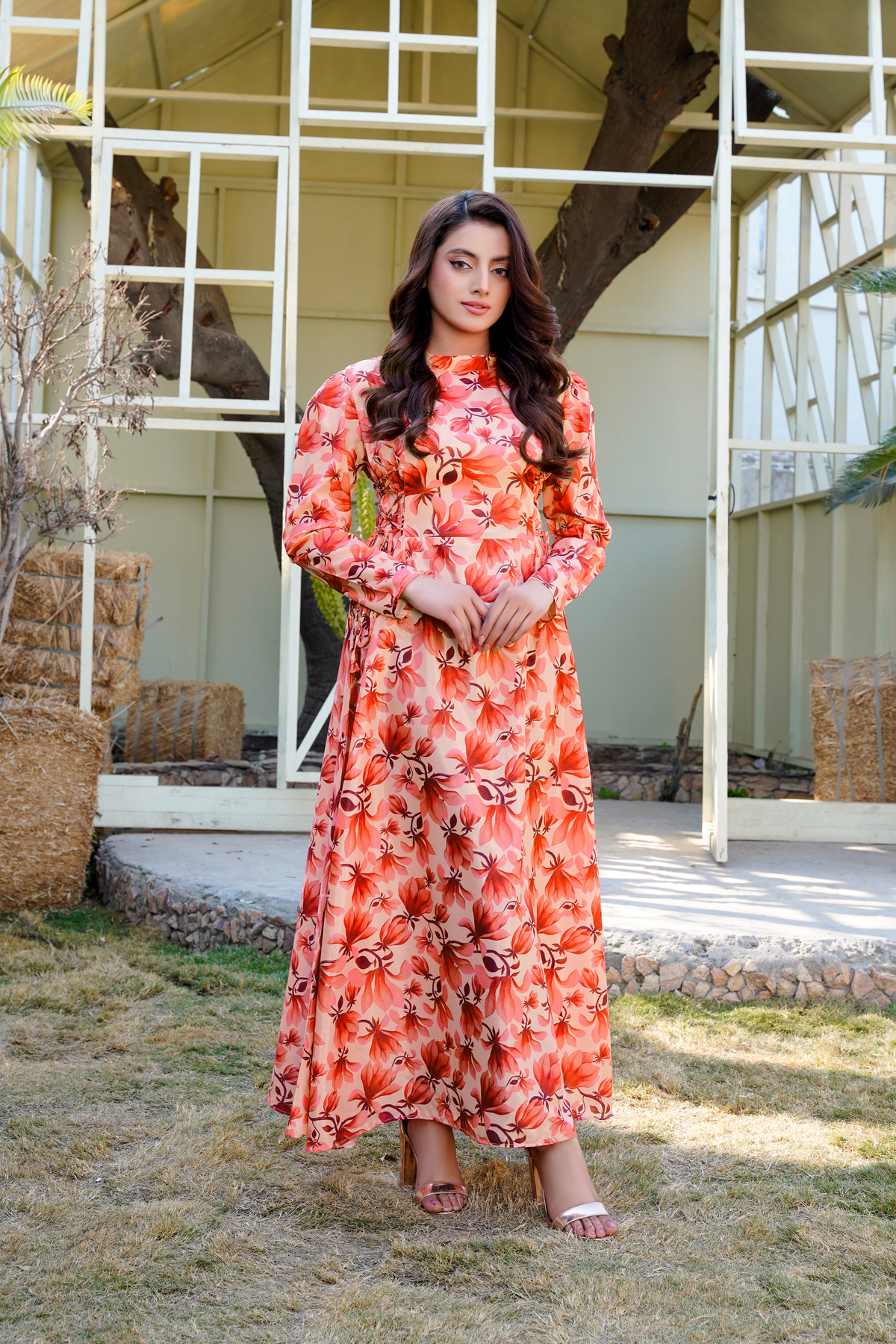 Verve: Floral Long Maxi With Side Tie Detailing - 391