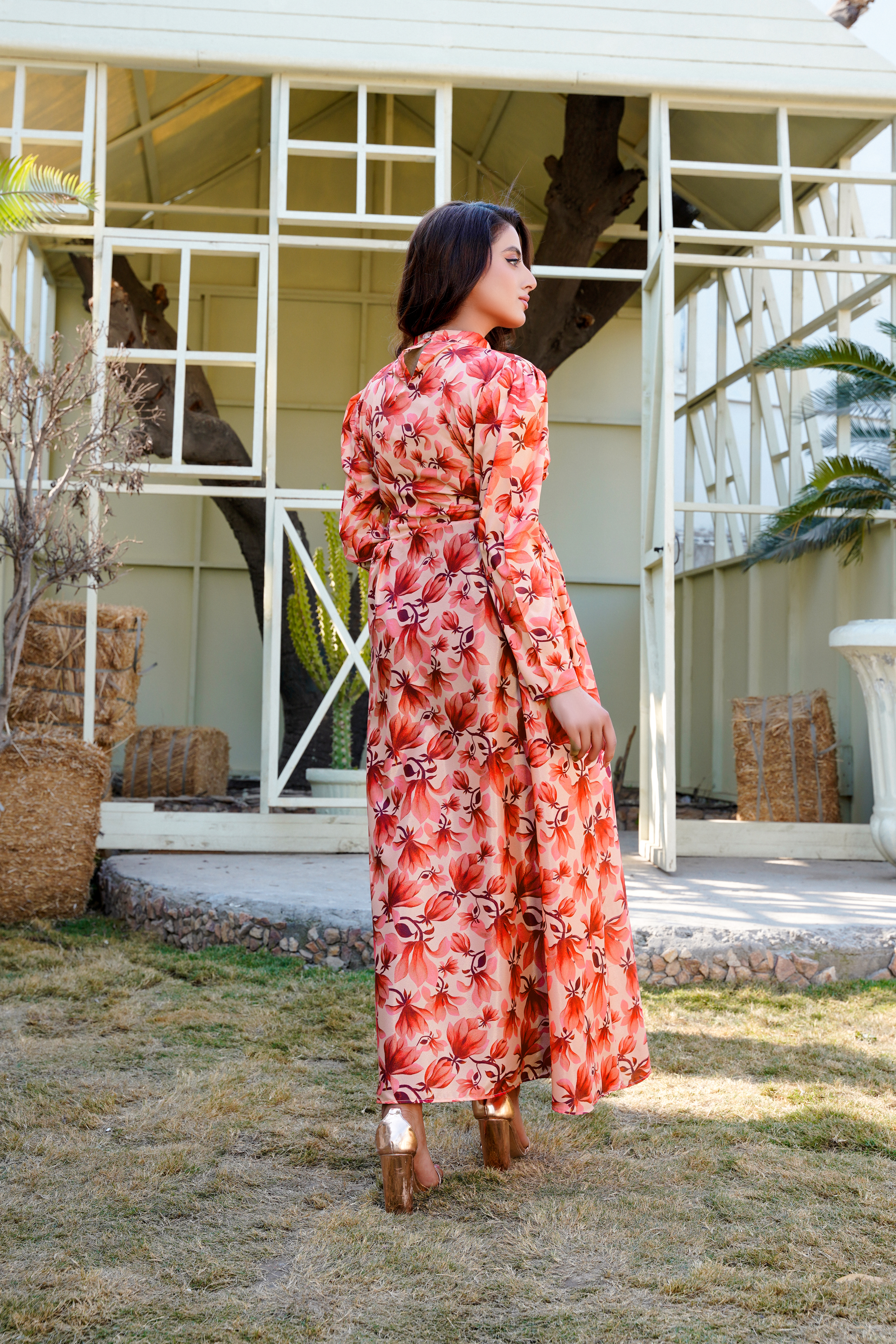 Verve: Floral Long Maxi With Side Tie Detailing - 391