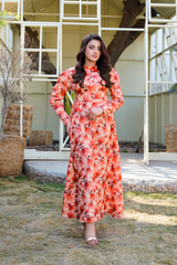 Verve: Floral Long Maxi With Side Tie Detailing - 391