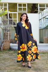 Svelte: Black Long Maxi With Floral Touches - 392