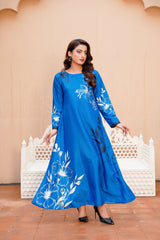 DynastyFlora: Royal Blue Floral Handwork Long Maxi - 402