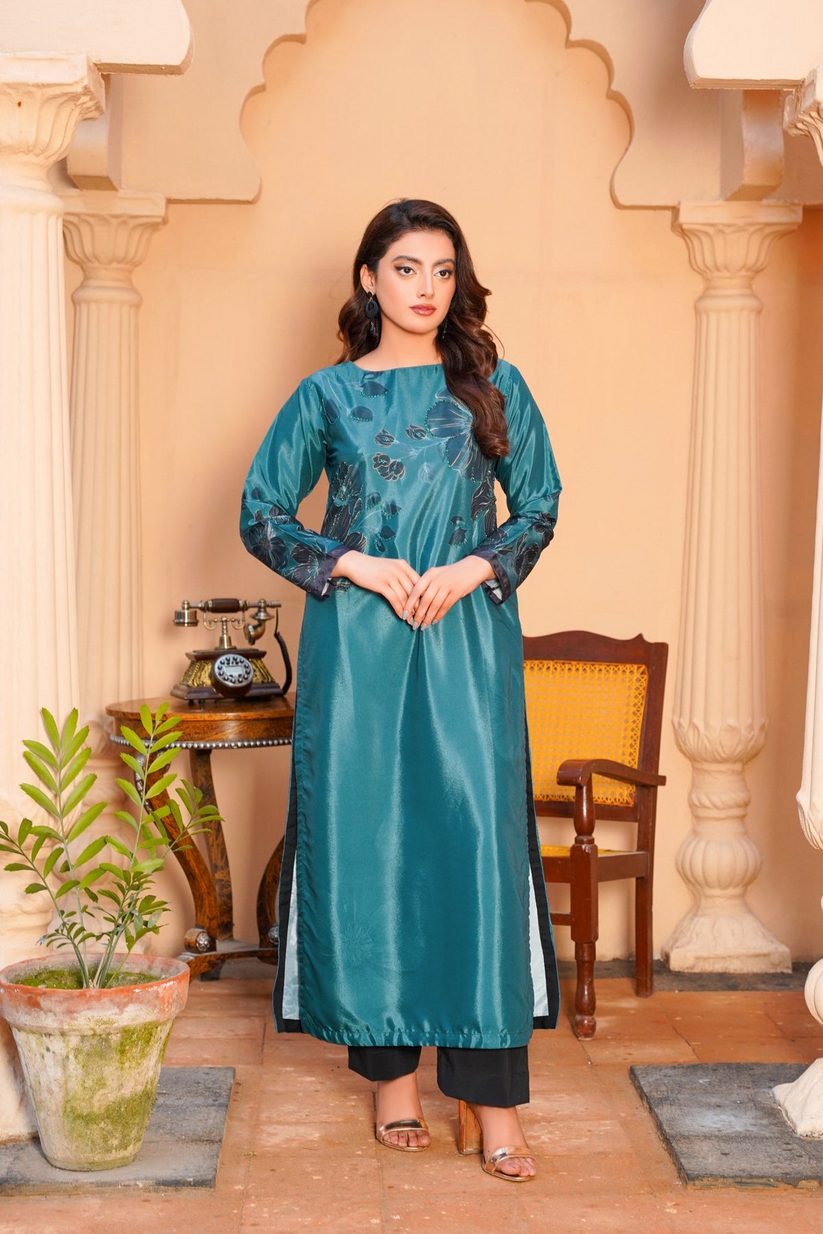 women dresses, Celebrate sophistication in our Teal Green Long Shirt. Crafted with finesse from premium fabric, its rich hue captivates. Versatile and elegant, this piece promises to elevate your style with effortless grace.