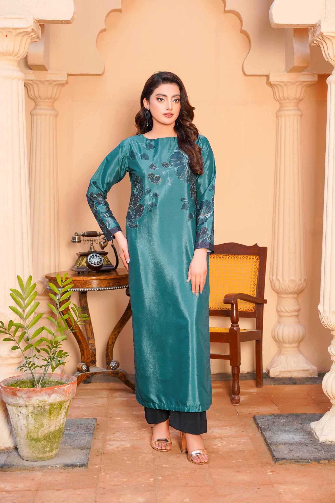 women dresses, Celebrate sophistication in our Teal Green Long Shirt. Crafted with finesse from premium fabric, its rich hue captivates. Versatile and elegant, this piece promises to elevate your style with effortless grace.