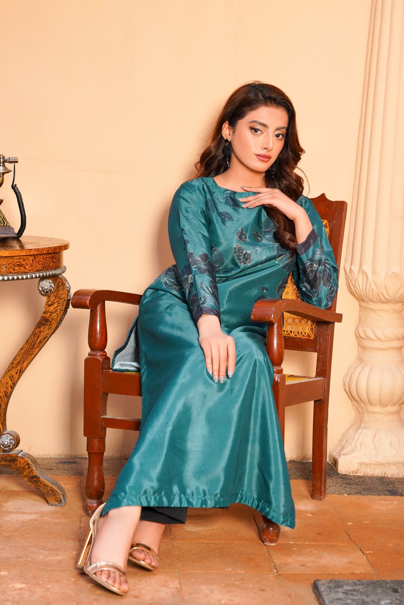 women dresses, Celebrate sophistication in our Teal Green Long Shirt. Crafted with finesse from premium fabric, its rich hue captivates. Versatile and elegant, this piece promises to elevate your style with effortless grace.