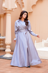 Glimmer: Silver Color Silk Maxi - 410