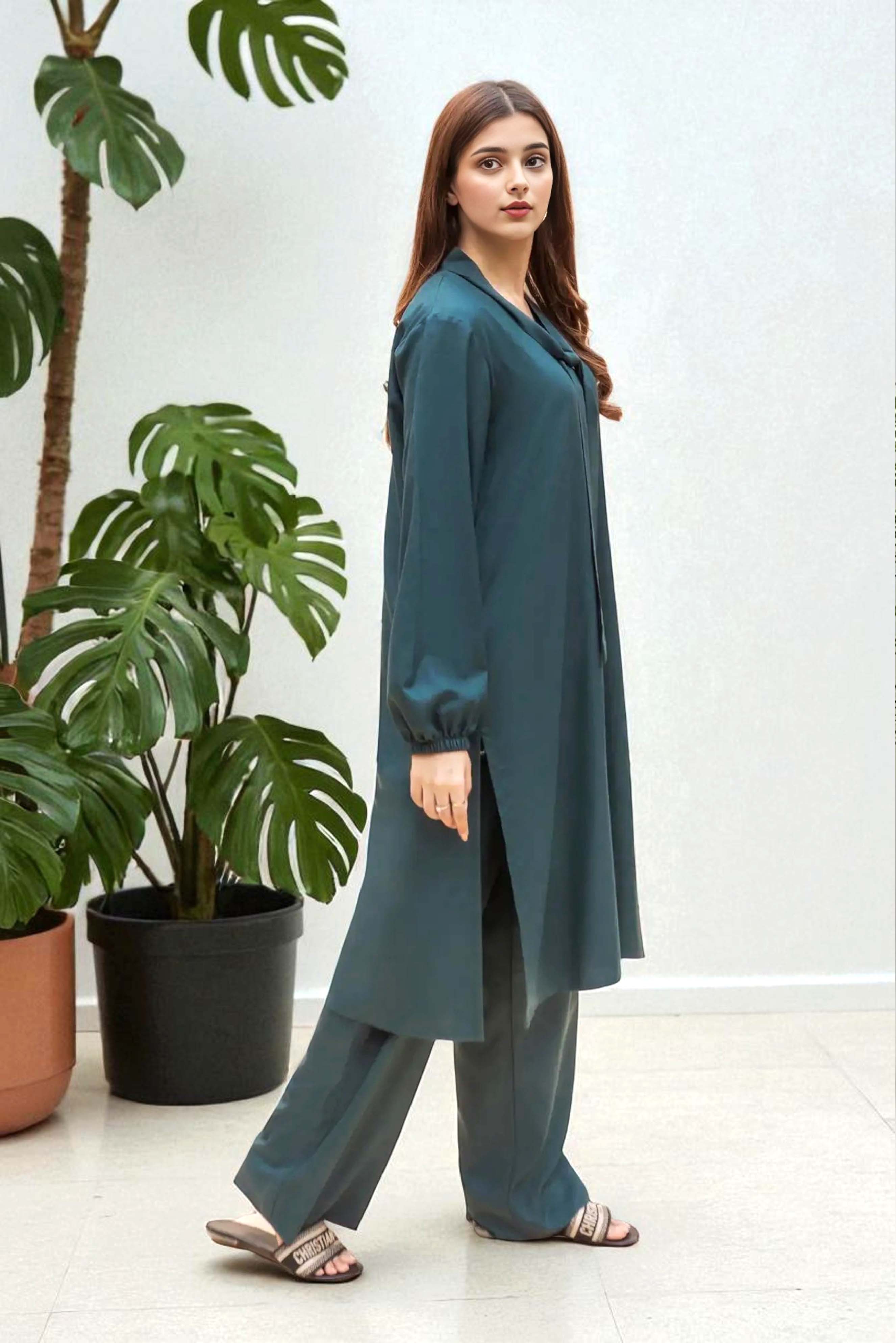 Maya: Peacock Green Co-Ord Set 2PC - 483