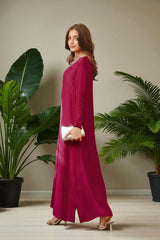 Aari: Maroon Long Dress With Hand Embellishment - 484