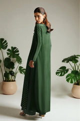 Xanthe: Green Silk Dress With Crystal Stone Work - 491