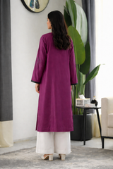 WineLuxe: Burgundy Color Floral Long Shirt - 501