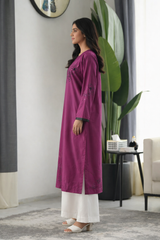 WineLuxe: Burgundy Color Floral Long Shirt - 501