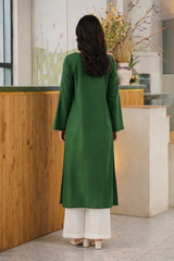 Potolomy: Green Color Dress With Crystal Hand Embellishment - 502