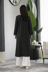 Corinna: Black Silk Dress With Hand Work - 503