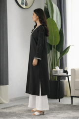 Corinna: Black Silk Dress With Hand Work - 503