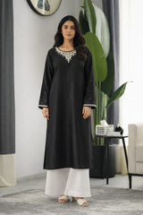 Corinna: Black Silk Dress With Hand Work - 503