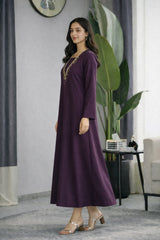 Bronte: Plump Color Dress With Hand Embroidered  - 506