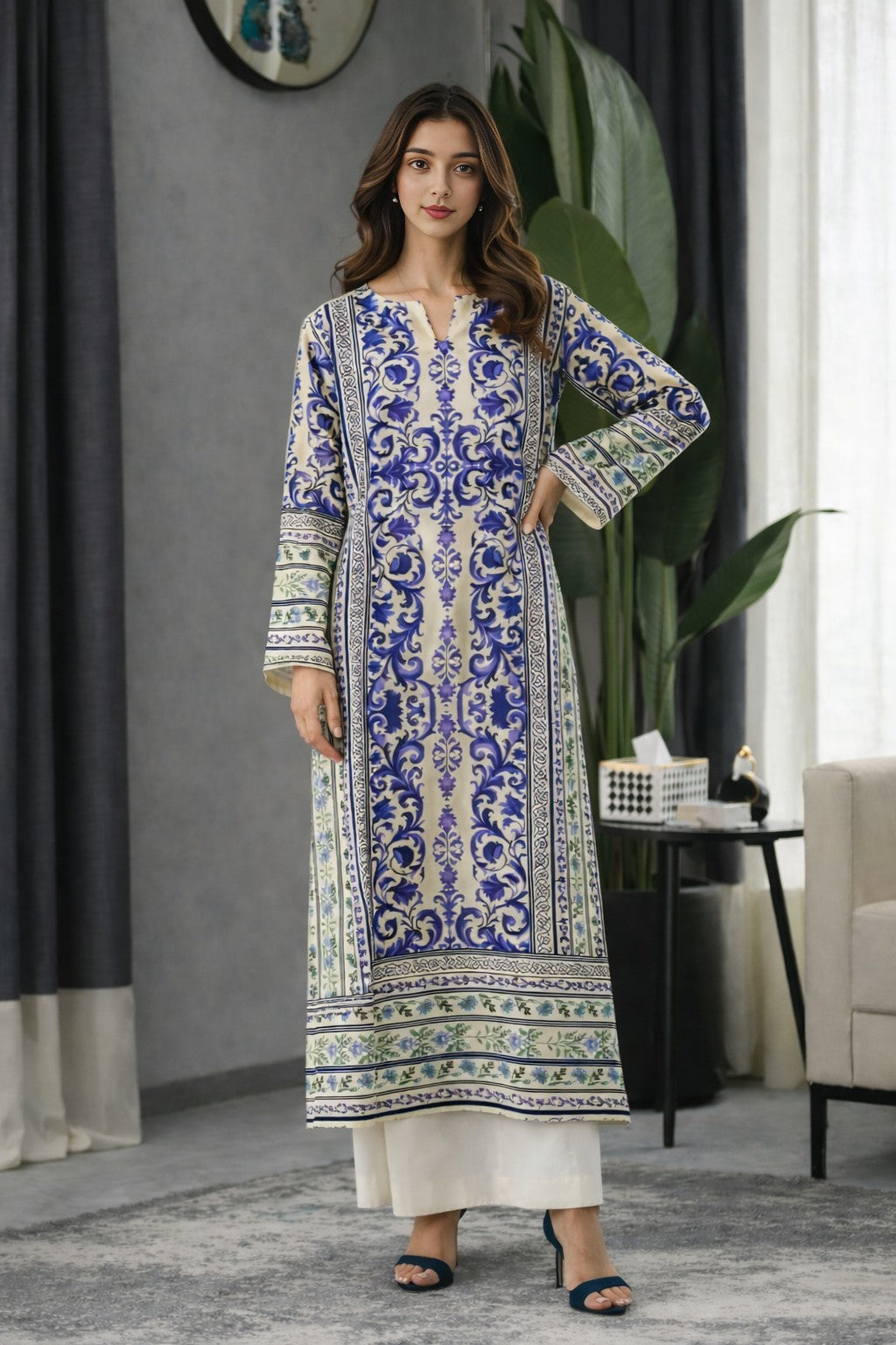 Xenia: Printed Dress 2pc - 508