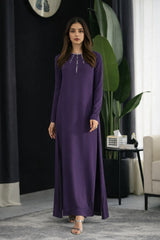 Oriana: Purple Dress With Hand Embroidered  - 509