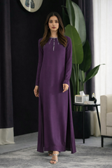 Oriana: Purple Dress With Hand Embroidered  - 509