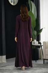 Vasiliki : Plum Dress With Hand Embroidered  - 510