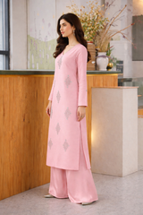 Prima: Baby Pink Dress With Hand Embroidered  - 512