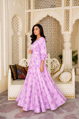 Melanee: Lavender Floral Maxi Dress - 527