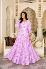 Melanee: Lavender Floral Maxi Dress - 527