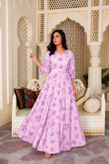 Melanee: Lavender Floral Maxi Dress - 527