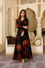Nika: Black Floral Maxi Dress - 530