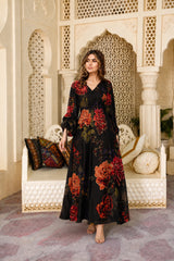 Nika: Black Floral Maxi Dress - 530