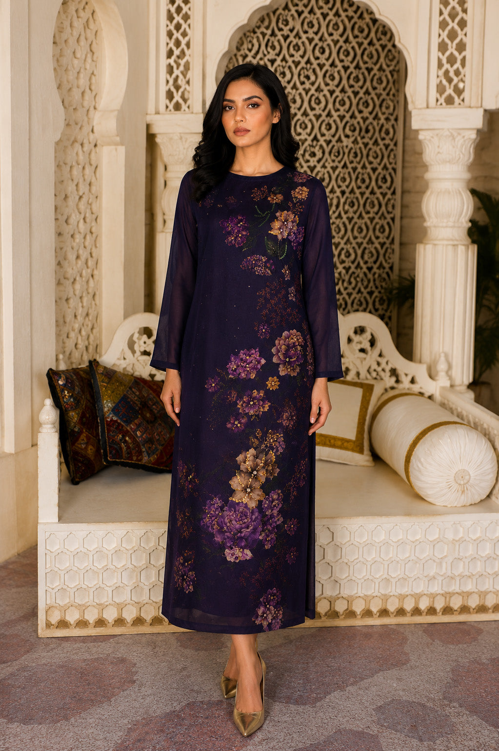 Cath: Hand-Worked Long Shirt Dress - 533