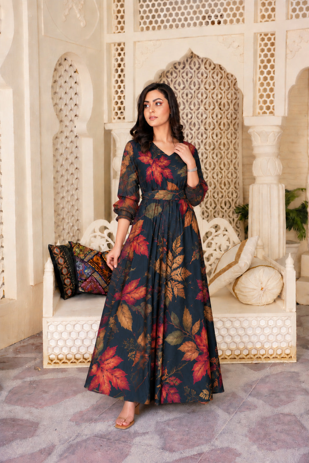 Emerald: Floral Maxi Dress - 535