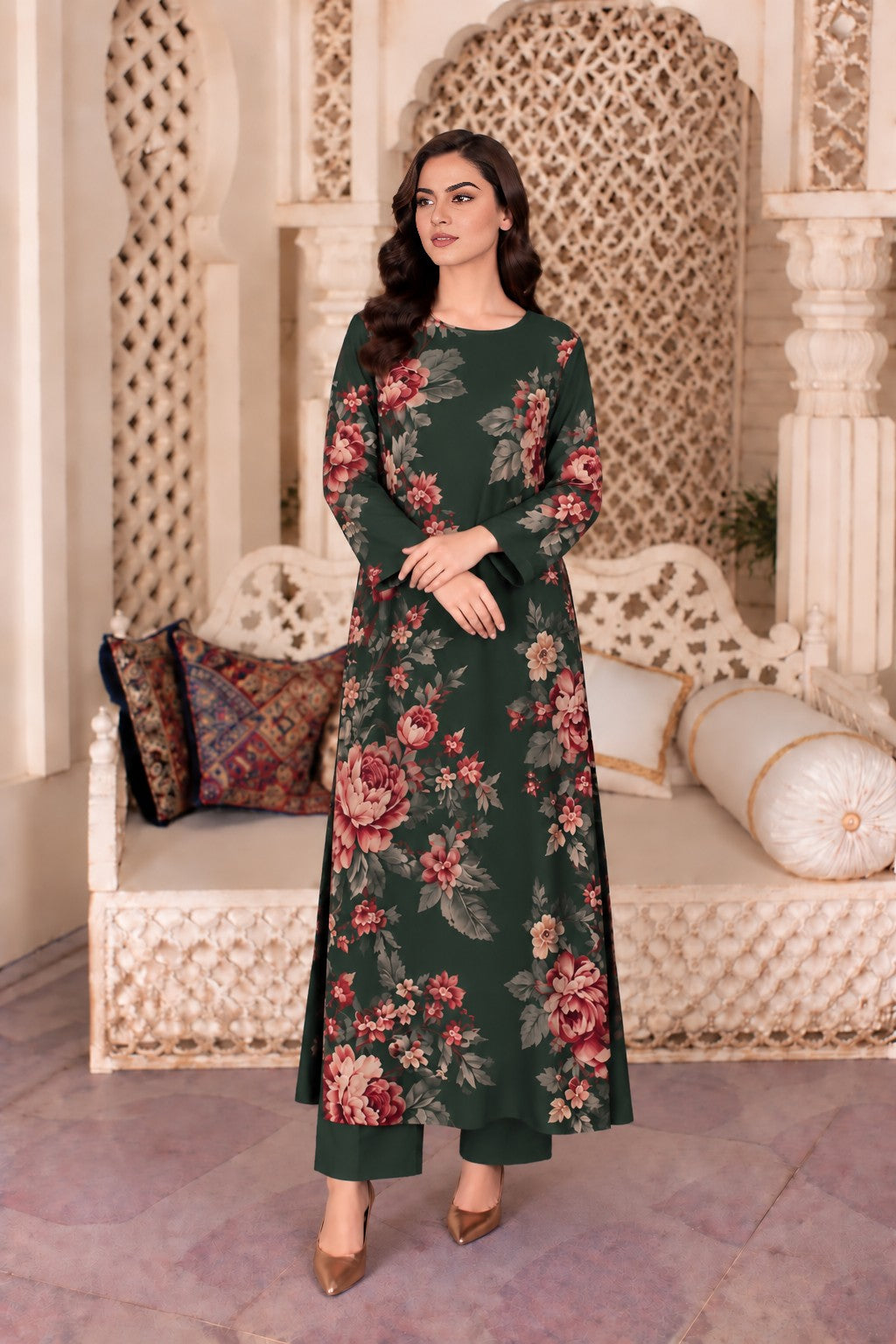 Andrea: Printed Long Dress - 542